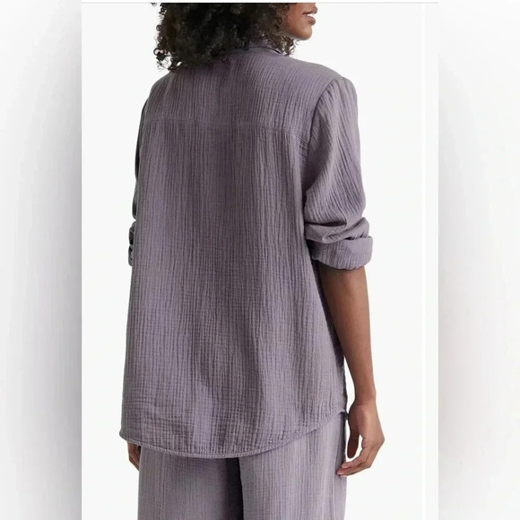 Splendid NWT Kit Gauze Button Down Shirt Gray Medium - Picture 2 of 6